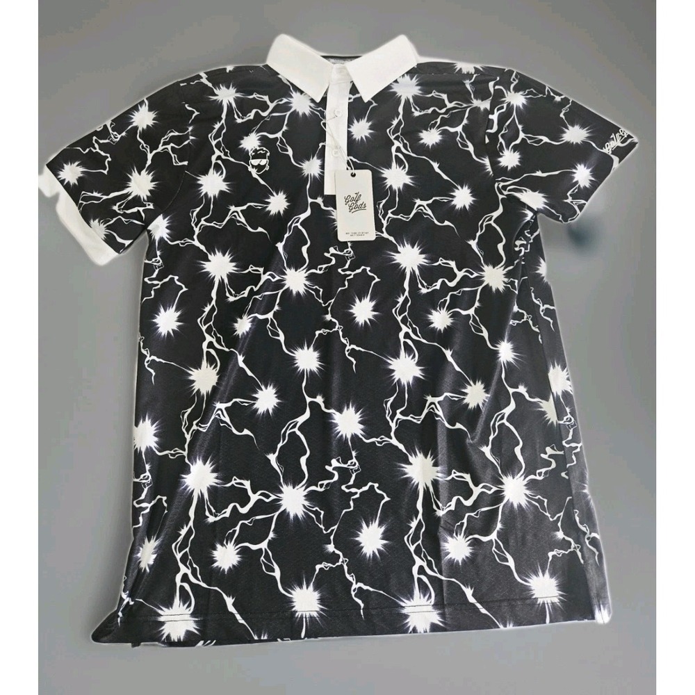 NEW Golf Gods Polo Mens Size M Performance Polo Shirt Lightning Zaps